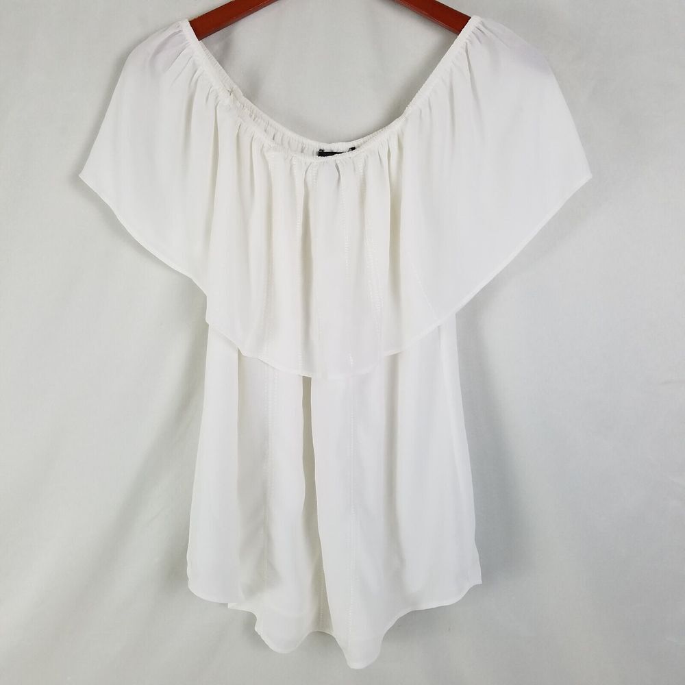 New Grace Elements Shirt Womens Small White Top Sheer Sleeveless Scoop Neck